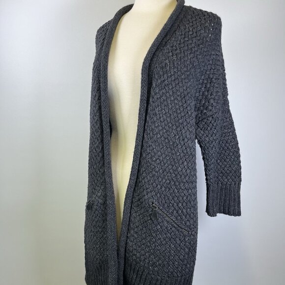 Banana Republic Textured Cocoon Long Wool Blend Cardigan Grey Small - Picture 4 of 13